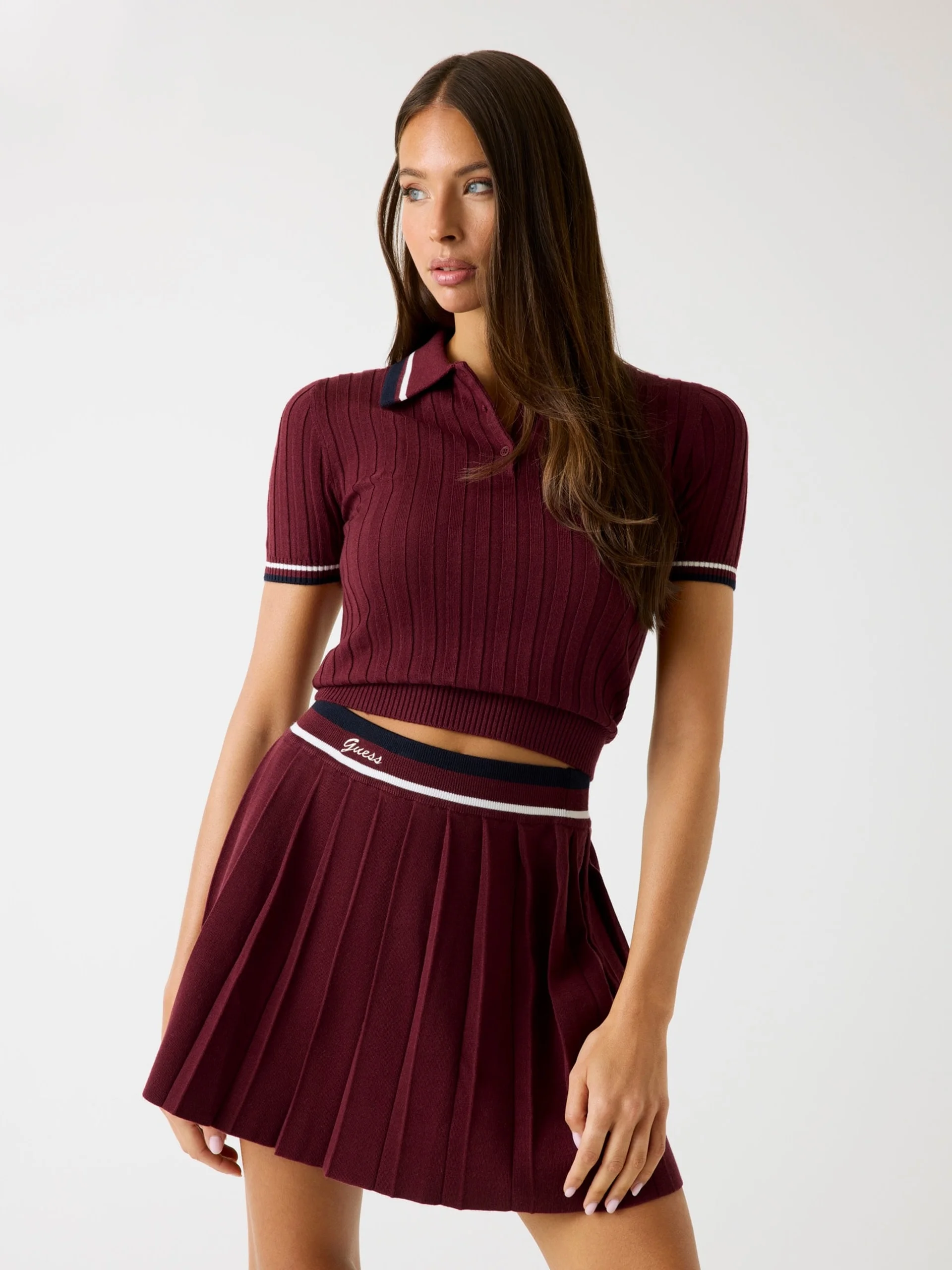 GUESS ATHLEISURE Áo Polo Kiểu Thể Thao Nữ - Sabina Ss Ribbed Polo Swtr