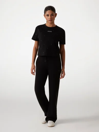 GUESS ATHLEISURE Áo Thun Kiểu Thể Thao Nữ - Primula Rhinestones Boxy Tee