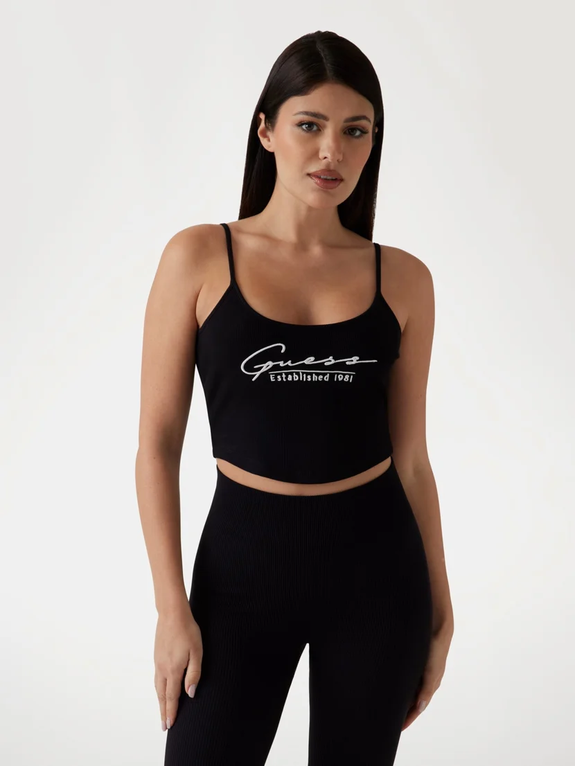 GUESS ATHLEISURE Áo Thun Kiểu Thể Thao Nữ - Sunflower Rib Top