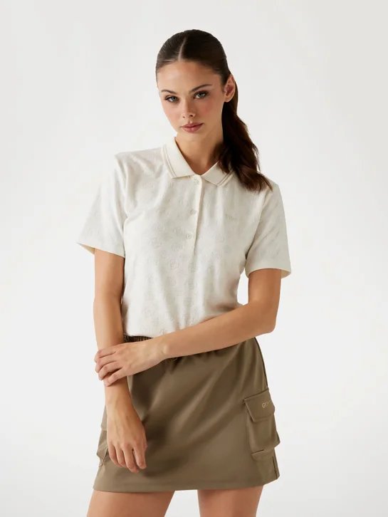 GUESS ATHLEISURE Áo Polo Kiểu Thể Thao Nữ - Peony Aop Ss Polo