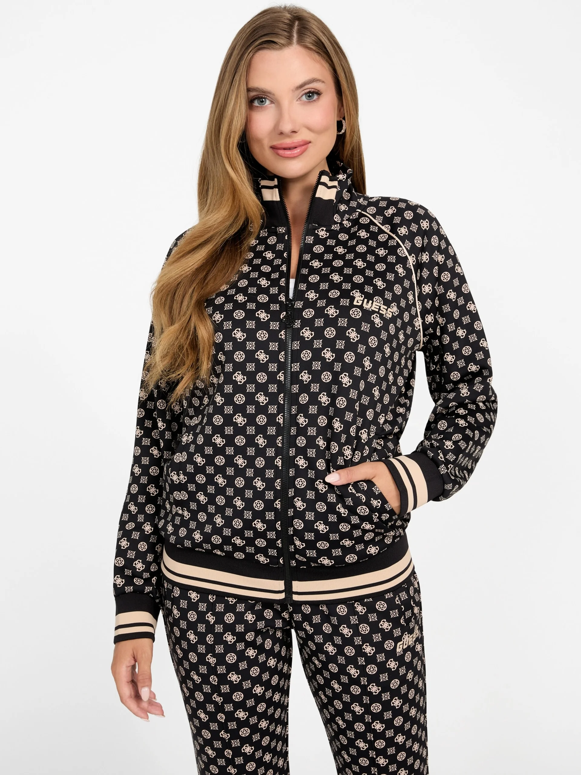 GUESS ATHLEISURE Áo Nỉ Kiểu Thể Thao Nữ - Aggie Full Zip Sweatshirt