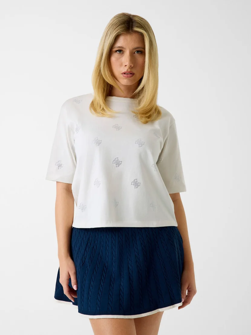 GUESS ATHLEISURE Áo Thun Kiểu Thể Thao Nữ - Silvy 4G Ss Cn T-Shirt