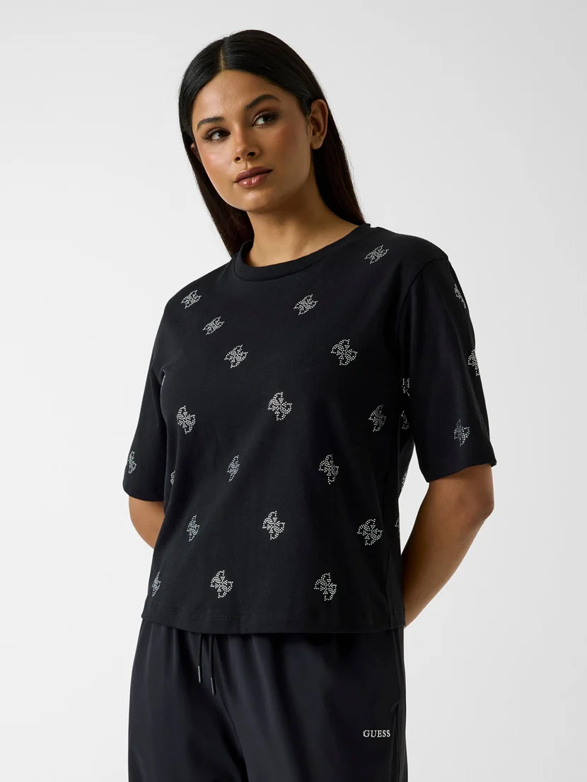 GUESS ATHLEISURE Áo Thun Kiểu Thể Thao Nữ - Silvy 4G Ss Cn T-Shirt
