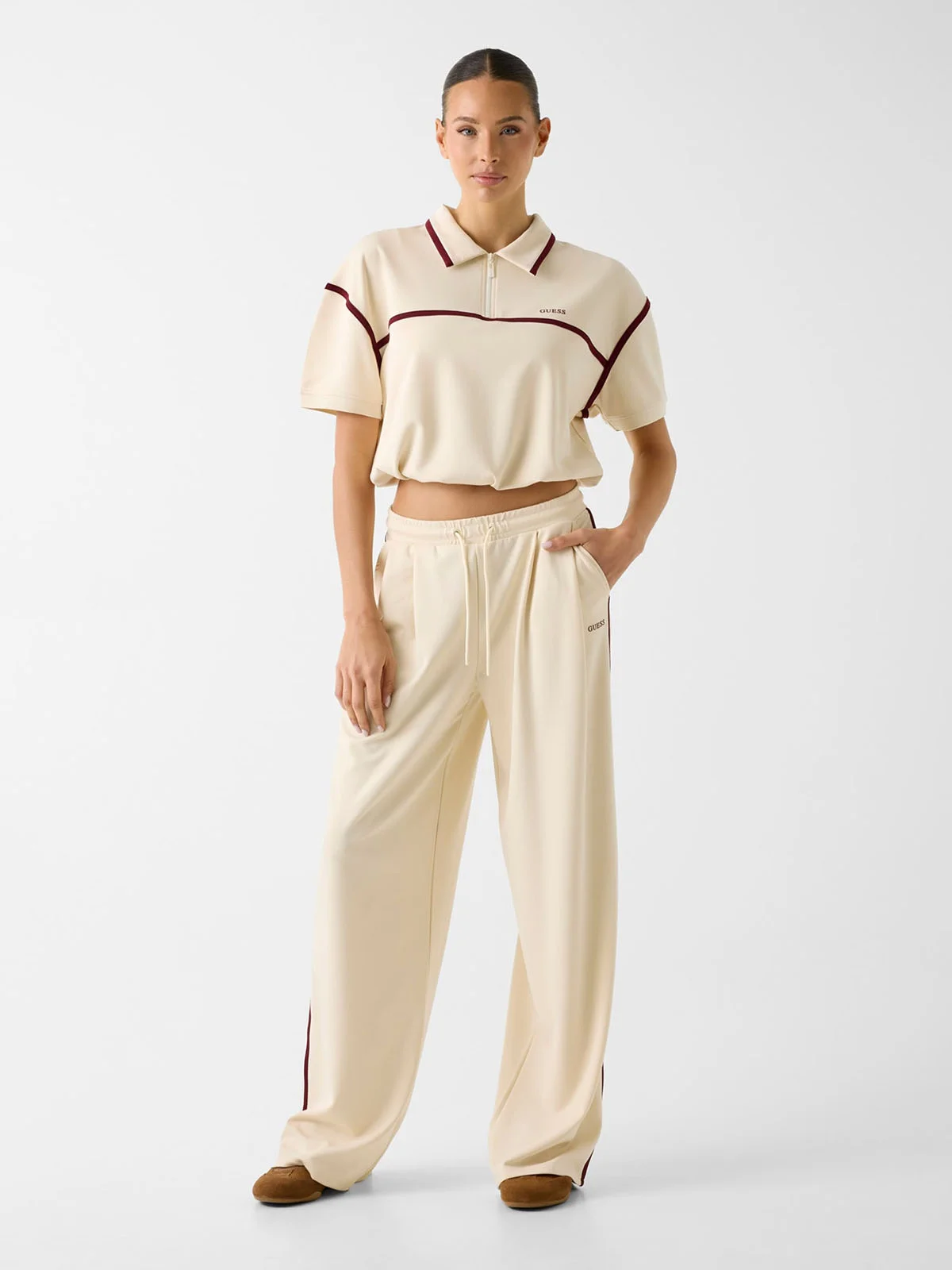 GUESS ATHLEISURE Áo Polo Kiểu Thể Thao Nữ - Jasmine Crop Polo Half-Zip