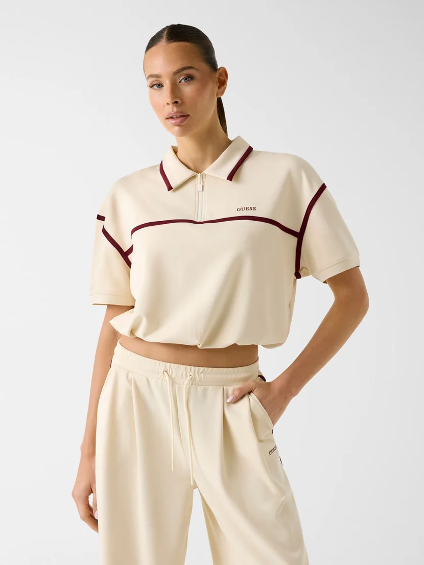GUESS ATHLEISURE Áo Polo Kiểu Thể Thao Nữ - Jasmine Crop Polo Half-Zip