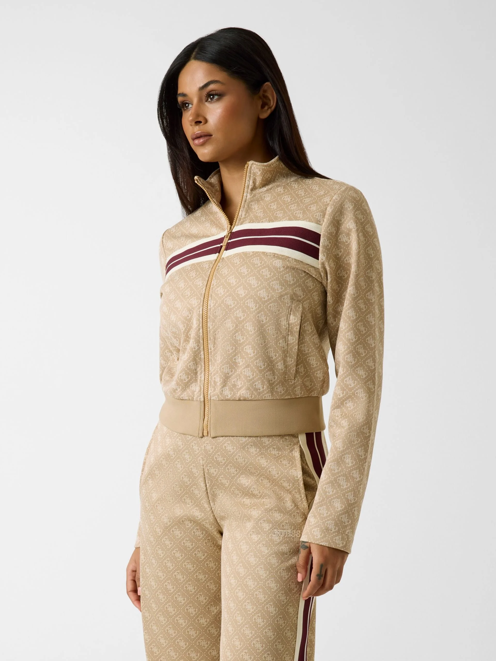 GUESS ATHLEISURE Áo Khoác Kiểu Thể Thao Nữ - 4G Jacquard Full Zip Sweatshir