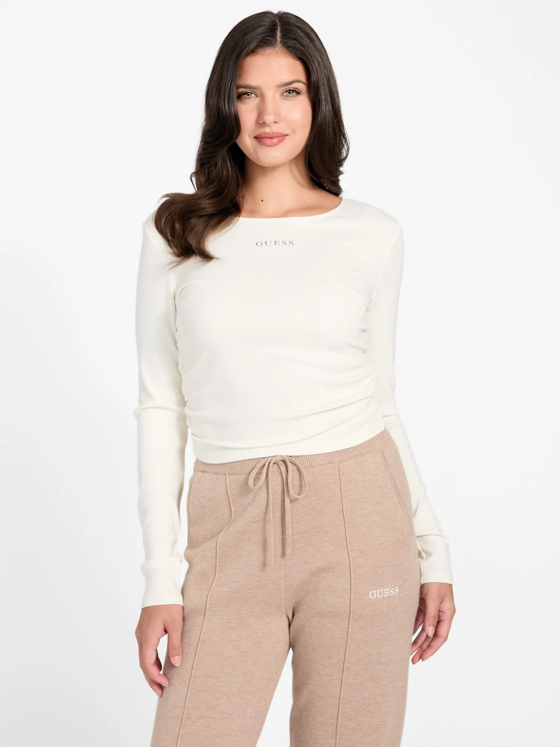 GUESS ATHLEISURE Áo Thun Kiểu Thể Thao Nữ - Nat Rib Ls Top