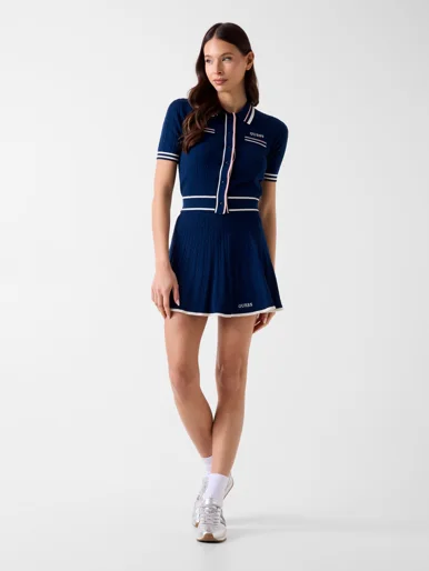 GUESS ATHLEISURE Áo Len Kiểu Thể Thao Nữ - Shari Polo Cardi Swtr