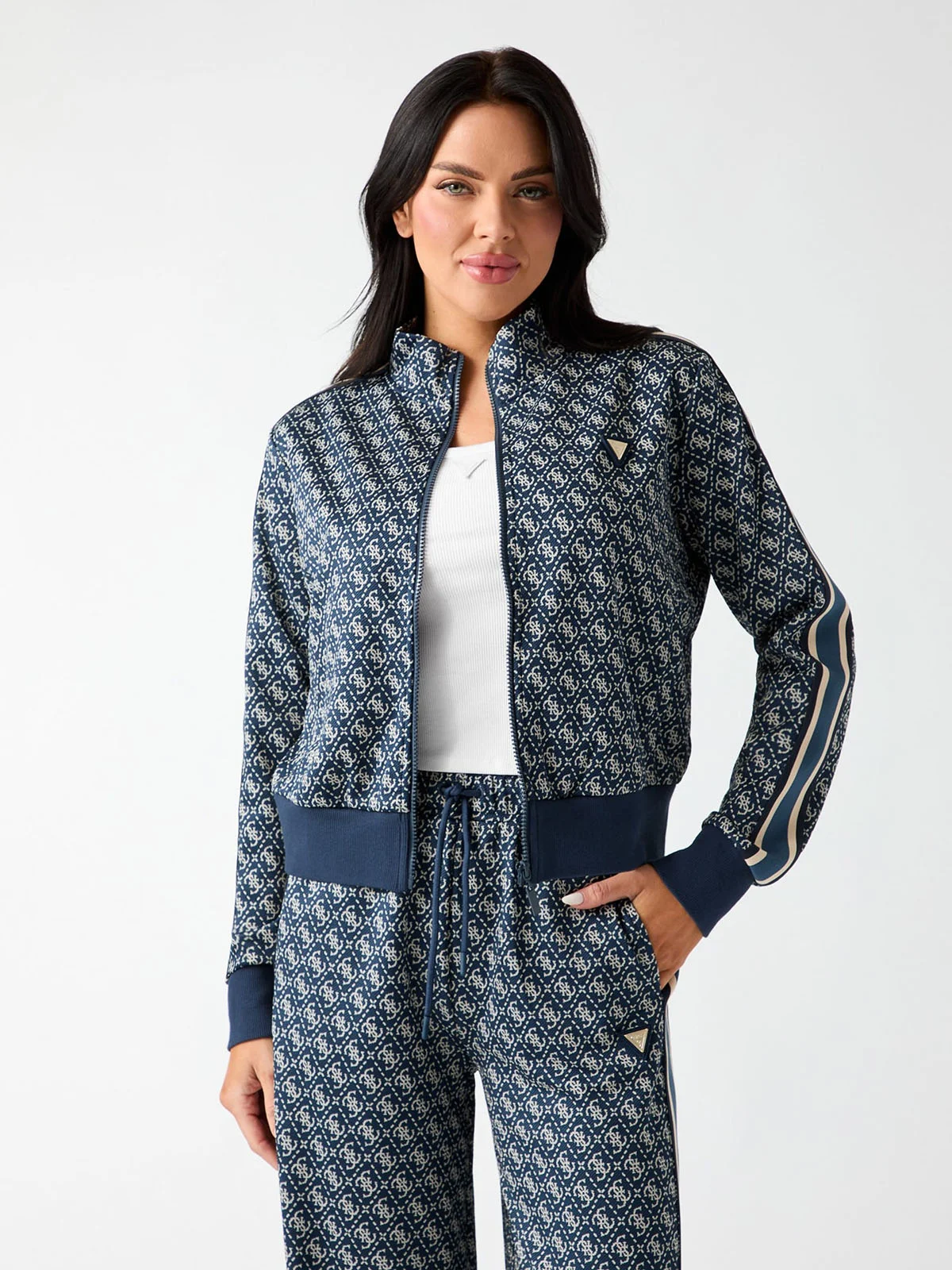 GUESS ATHLEISURE Áo Khoác Thể Thao Nữ - 4G Allover Jacquard Full Zip J