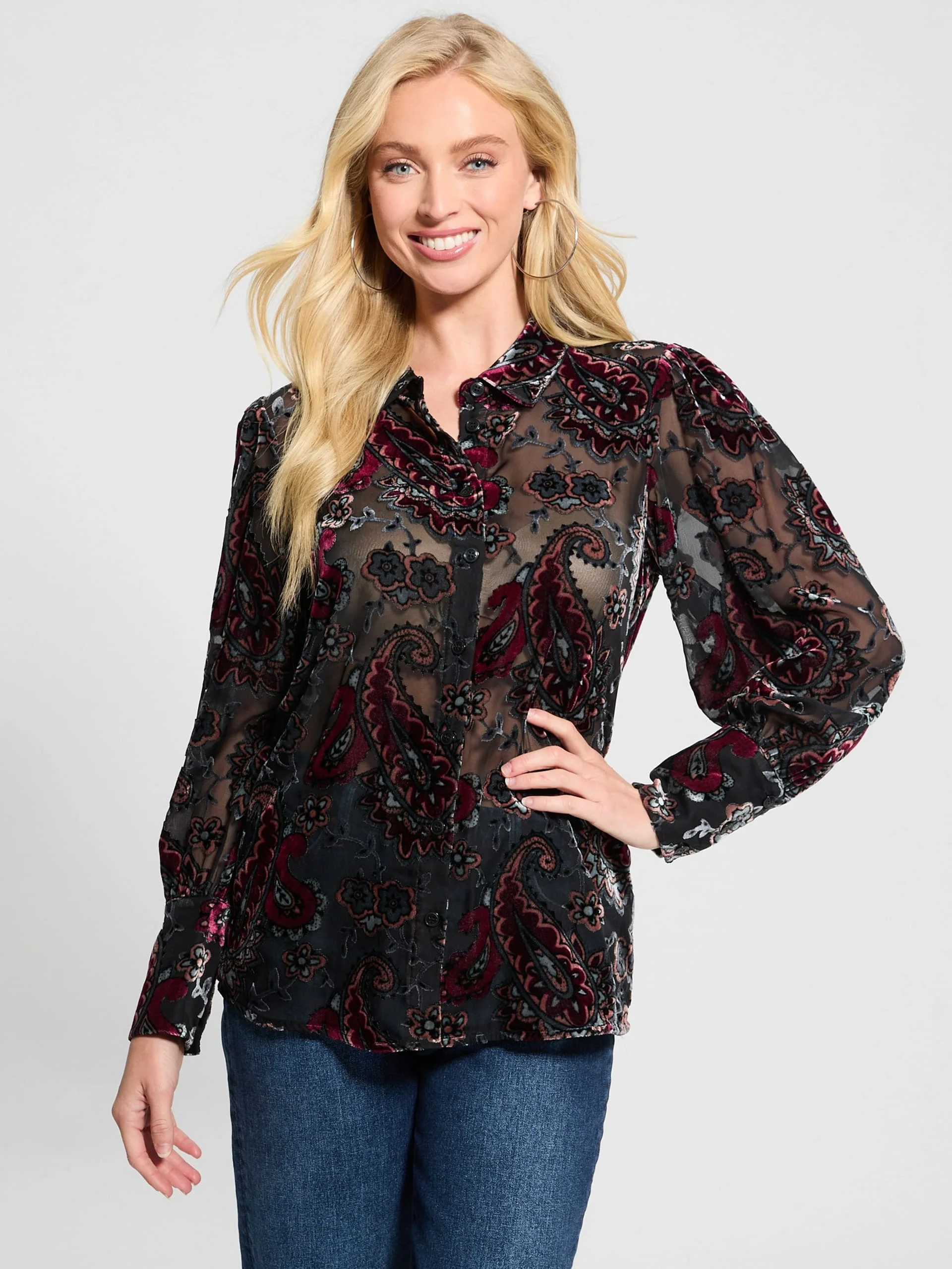 GUESS WOMAN Áo Sơ Mi Nữ - Ls Regal Button Up Top