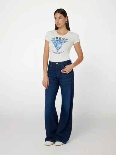 GUESS WOMAN Áo Thun Nữ - Ss Cn Roses Triangle Tee