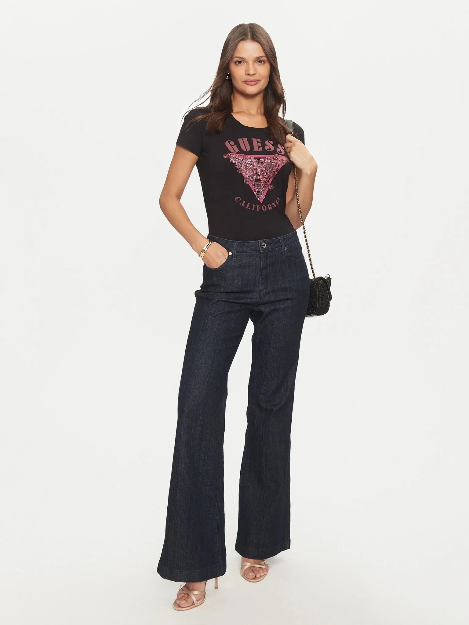 GUESS WOMAN Áo Thun Nữ - Ss Cn Roses Triangle Tee