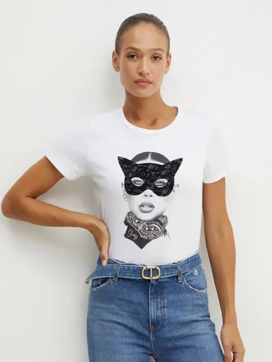 GUESS WOMAN Áo Thun Nữ - Ss Cat Mask Easy Tee