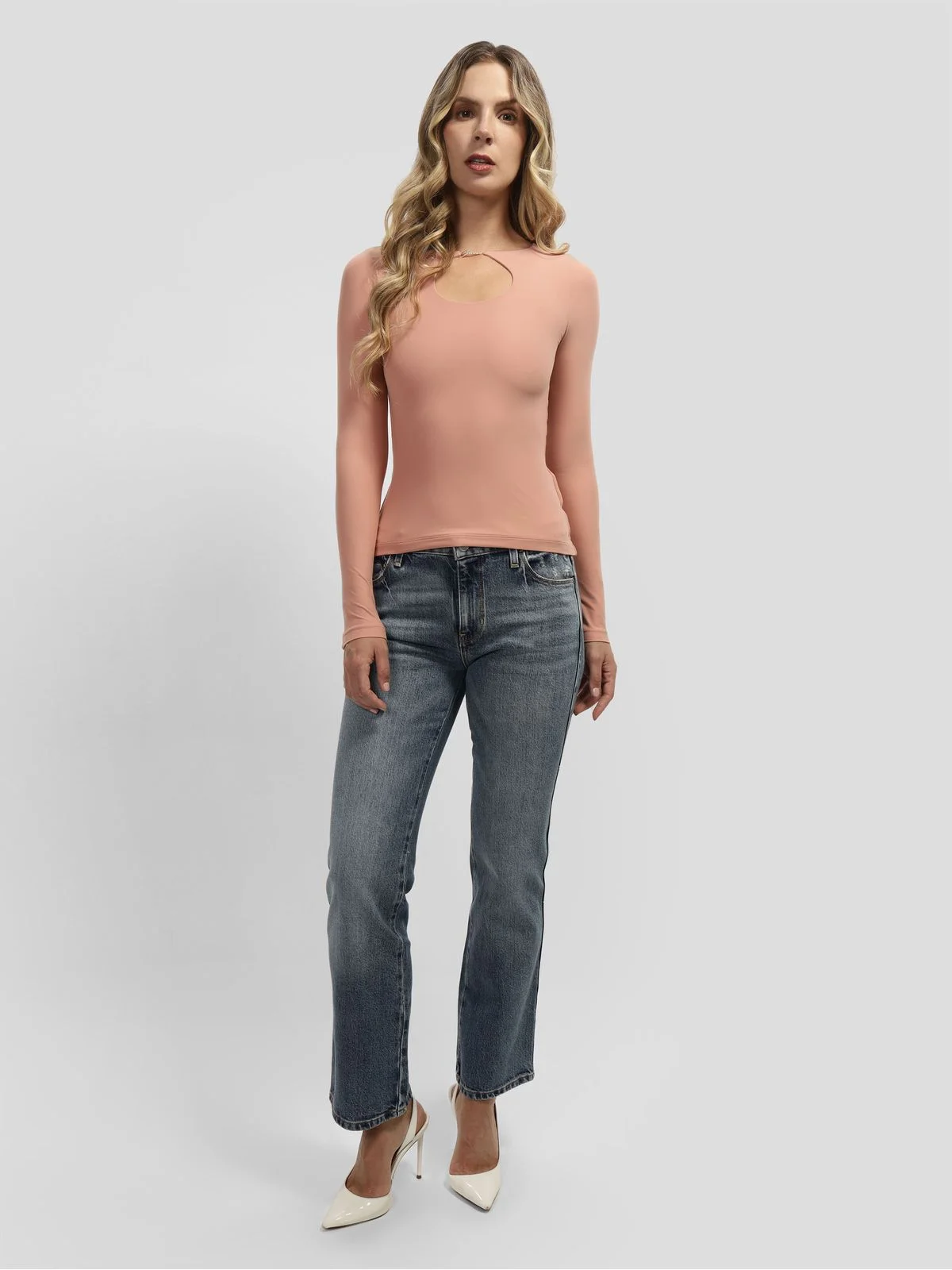 GUESS WOMAN Áo Kiểu Dài Tay Nữ - Ls Amira Logo Placket Top