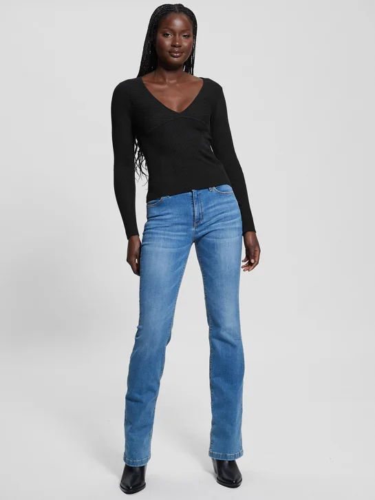 GUESS WOMAN Áo Len Nữ - Ls Cirila Rib Bodycon Swtr