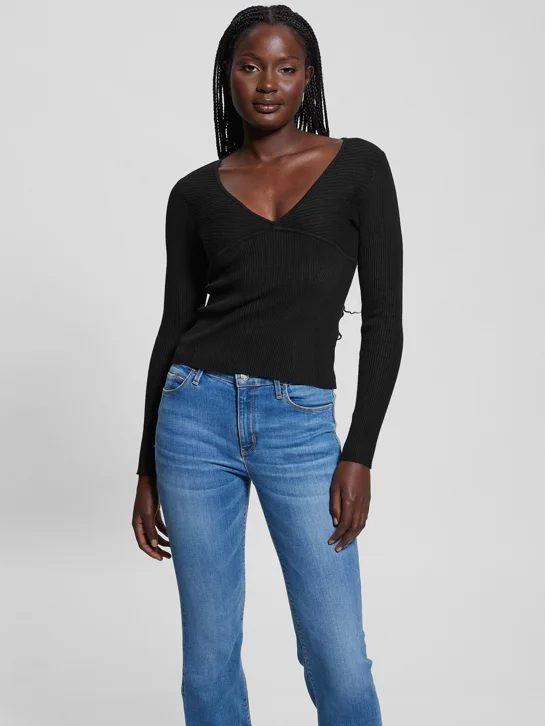 GUESS WOMAN Áo Len Nữ - Ls Cirila Rib Bodycon Swtr