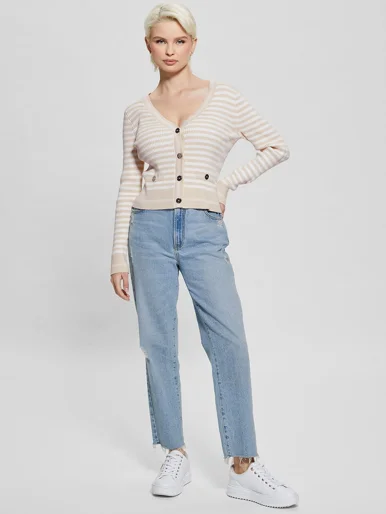 GUESS WOMAN Áo Len Nữ - Ls Mix Stripe Rib Marti Cardi