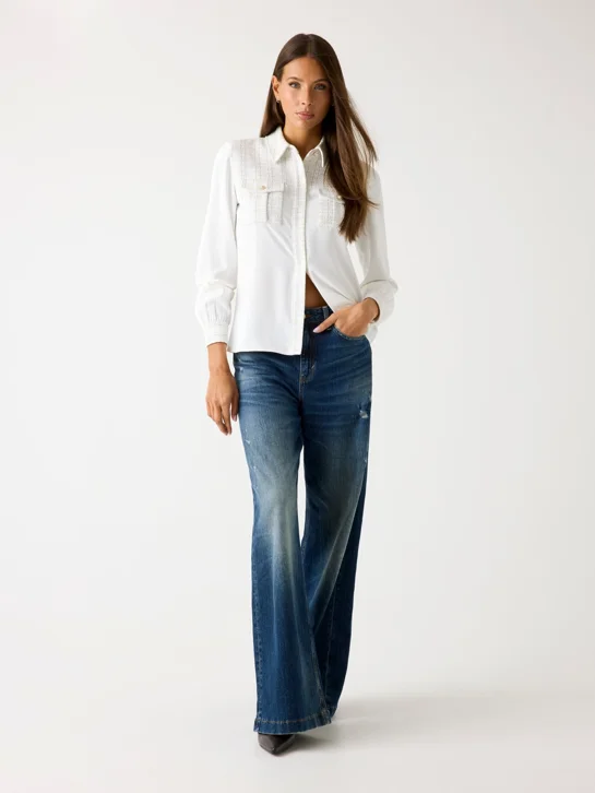 GUESS WOMAN Áo Sơ Mi Nữ-Sandra Mix Tweed Shi