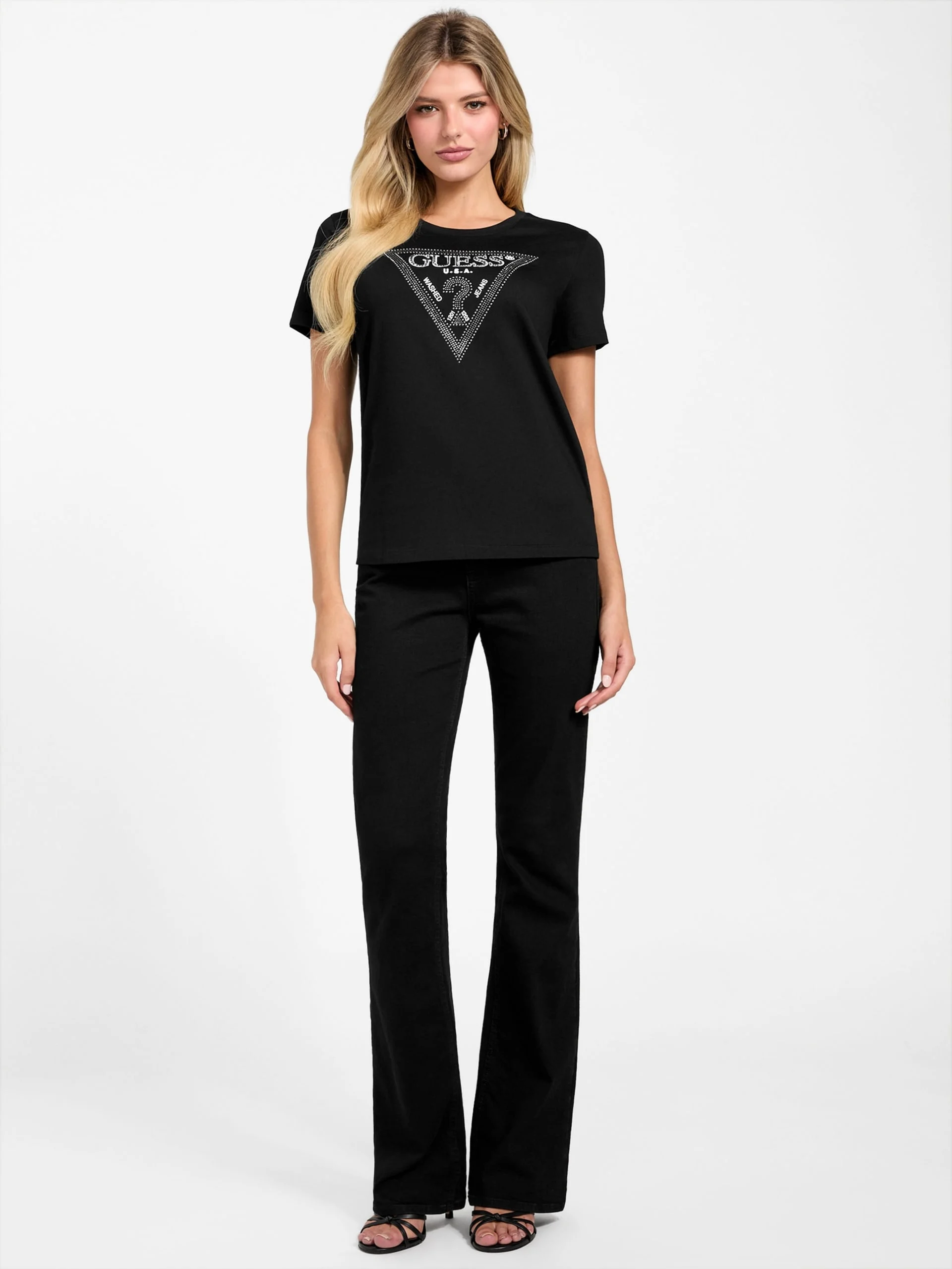GUESS WOMAN Áo Thun Nữ - Ss Cn Krystal Triangle Tee
