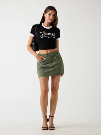 GUESS WOMAN Áo Thun Nữ-Ss Cn Glossy Crop Te