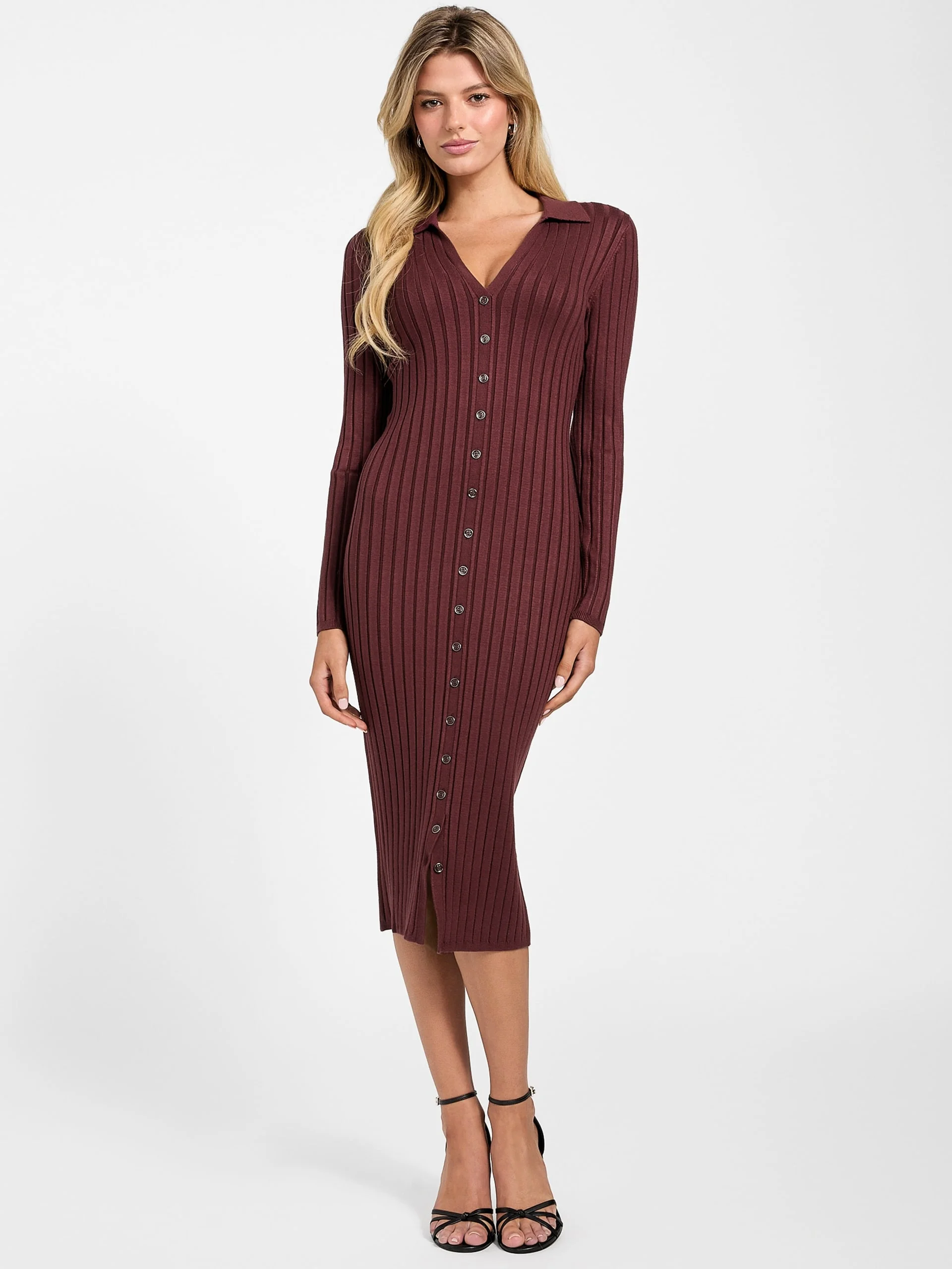 GUESS WOMAN Đầm Nữ - Ls Vn Rib Miranda Swtr Drs