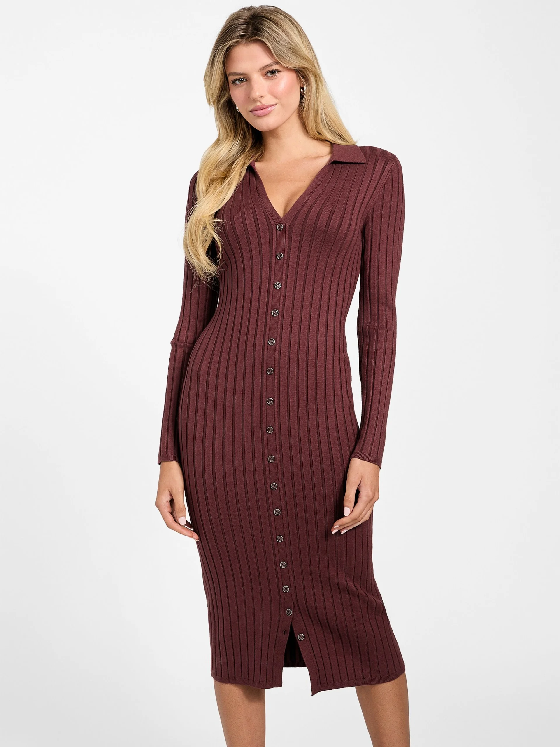 GUESS WOMAN Đầm Nữ - Ls Vn Rib Miranda Swtr Drs