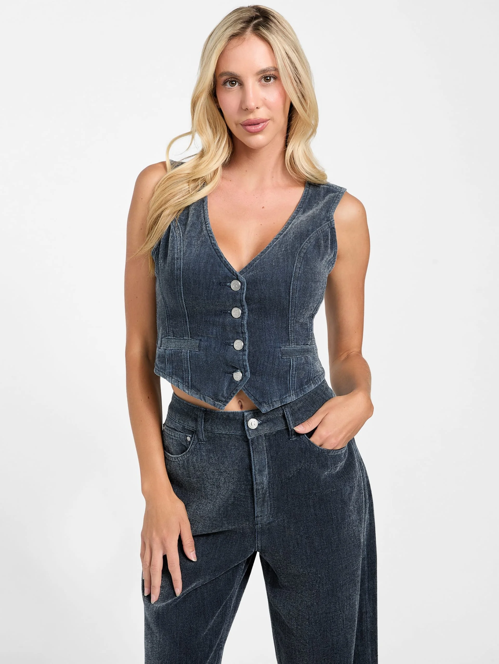 GUESS WOMAN Áo Khoác Jeans Nữ - Adele Denim Vest