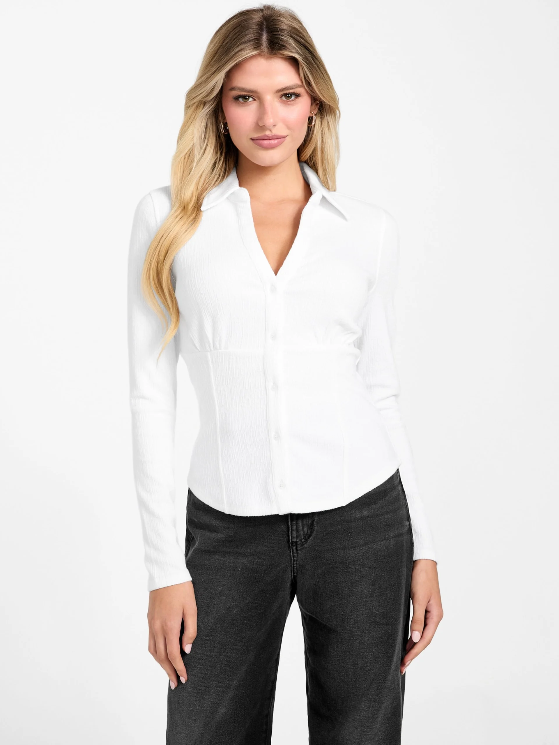 GUESS WOMAN Áo Thun Kiểu Nữ-Ls Annida Corset Top