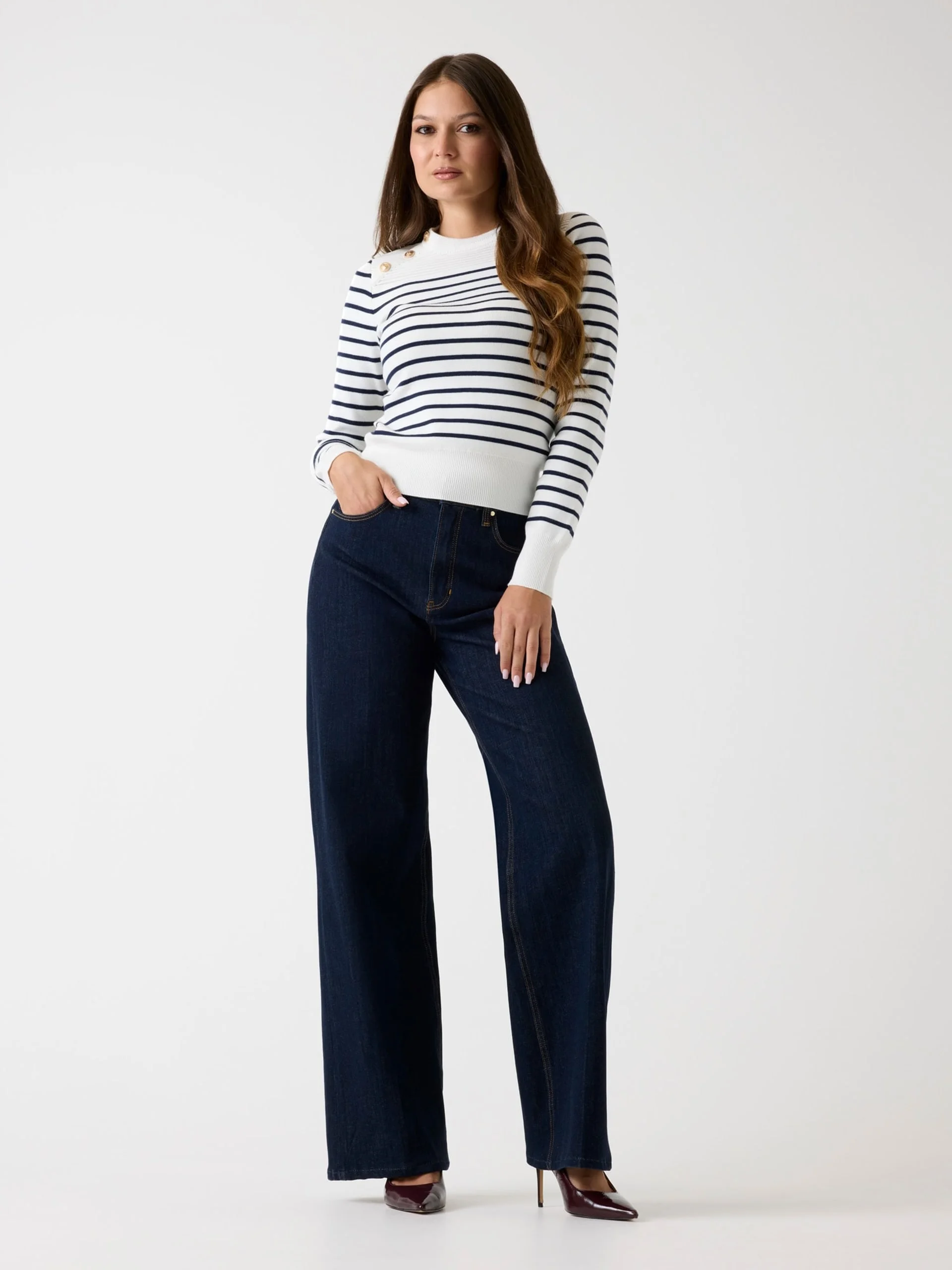 GUESS WOMAN Áo Len Nữ-Ls Cn Helen Swtr