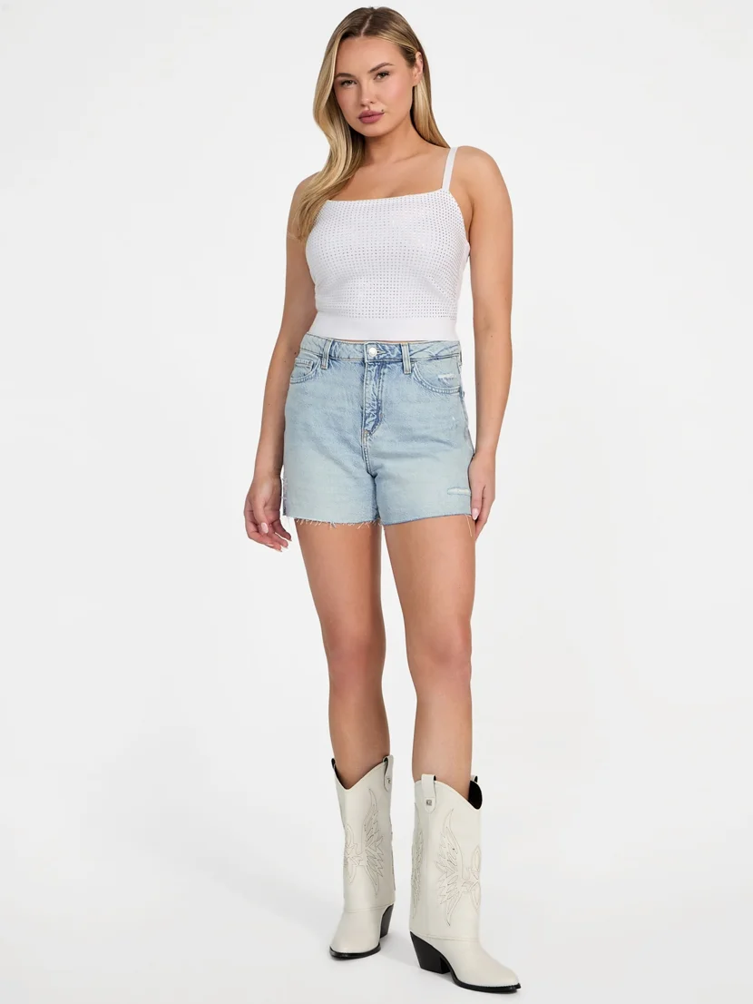 GUESS WOMAN Quần Jeans Short Nữ - Relaxed Midi Short