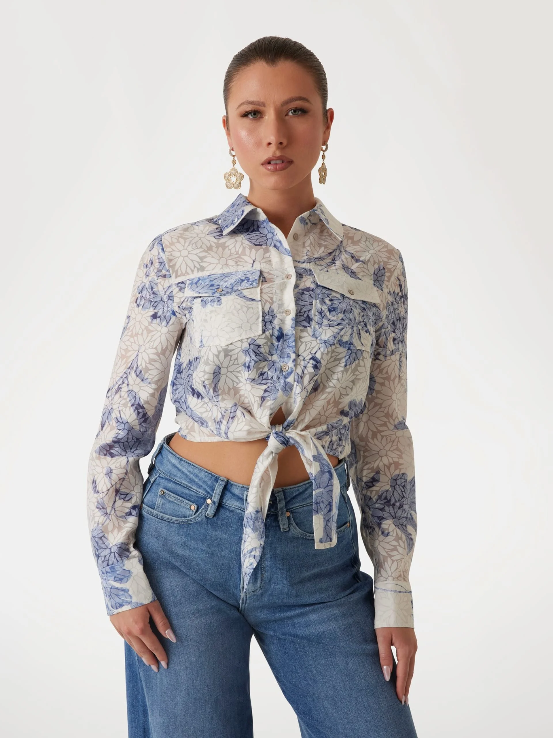 GUESS WOMAN Áo Sơ Mi Nữ Ls Adelaide Bow Shirt