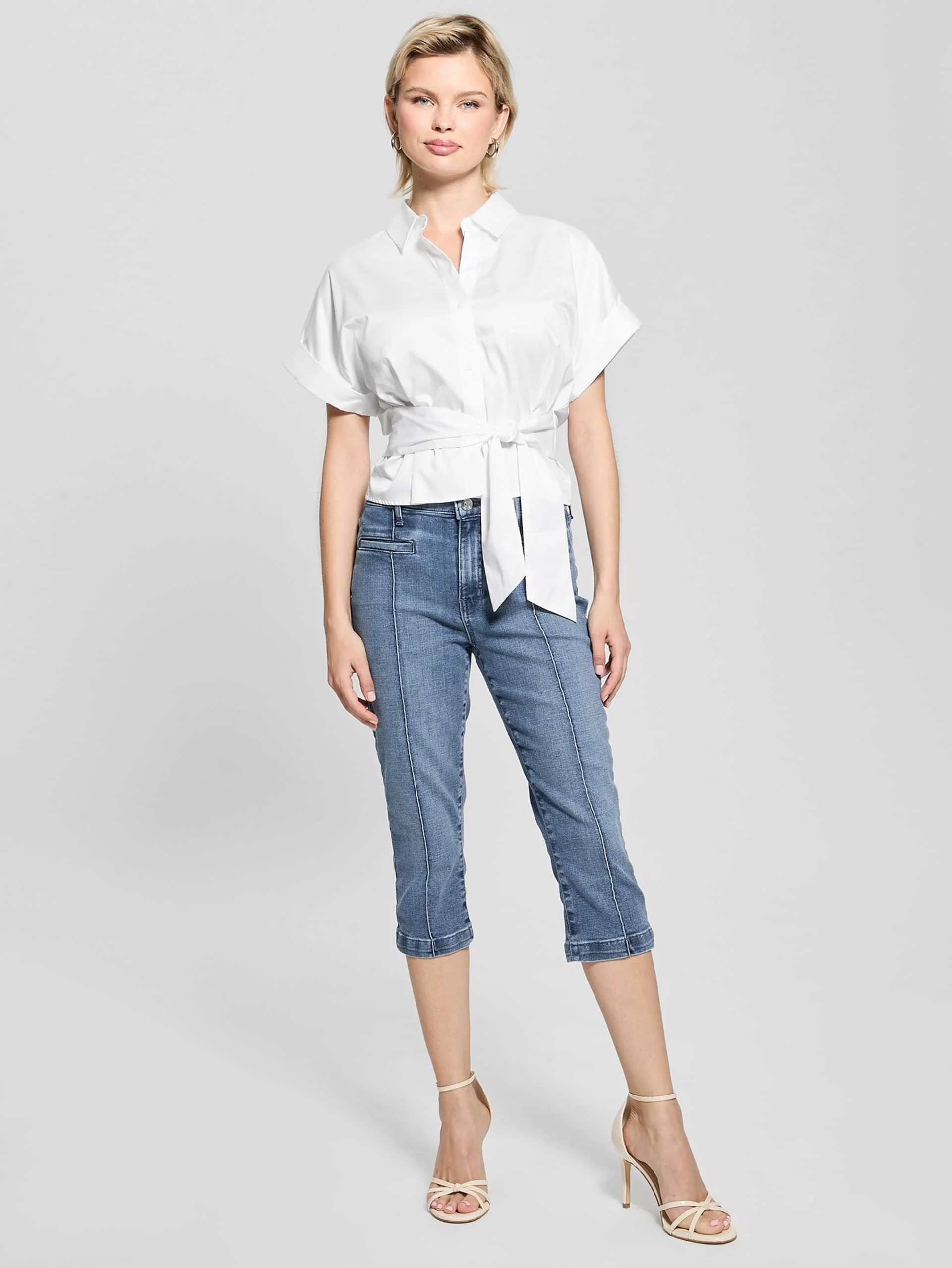 GUESS WOMAN Áo Kiểu Nữ - Ss Julie Tie Front Top