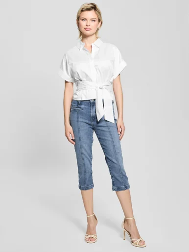 GUESS WOMAN Áo Kiểu Nữ - Ss Julie Tie Front Top