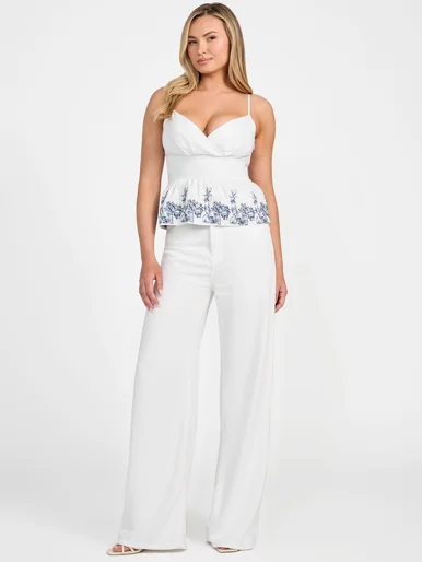 GUESS WOMAN Áo Vải Kiểu Nữ - Sl Blanche Place Embro Top