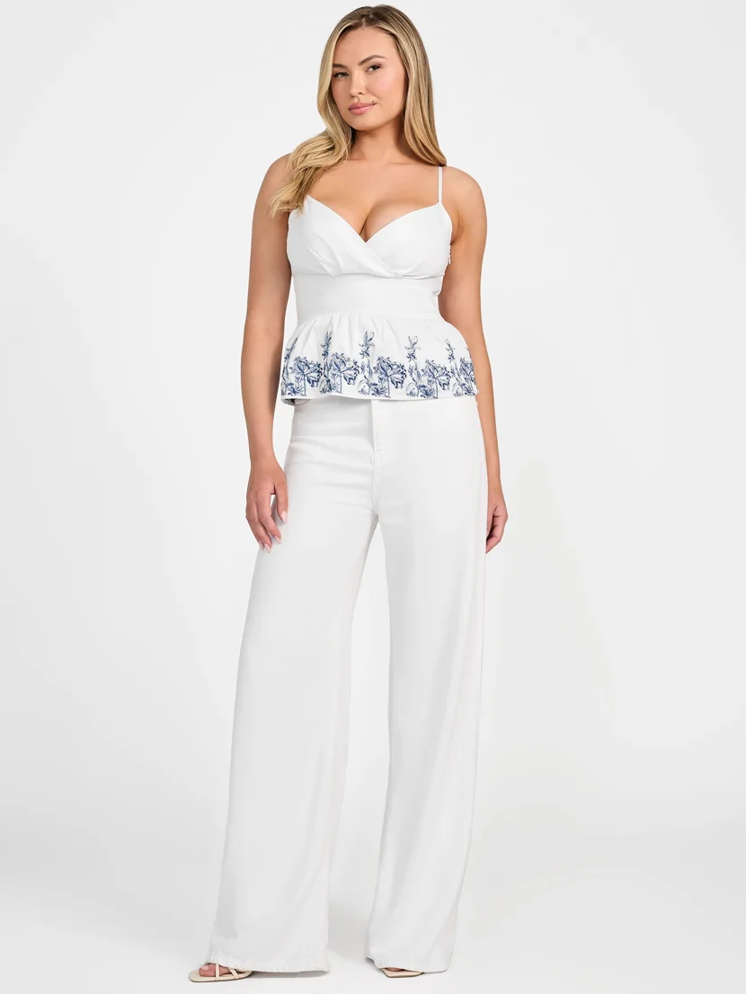 GUESS WOMAN Áo Vải Kiểu Nữ - Sl Blanche Place Embro Top