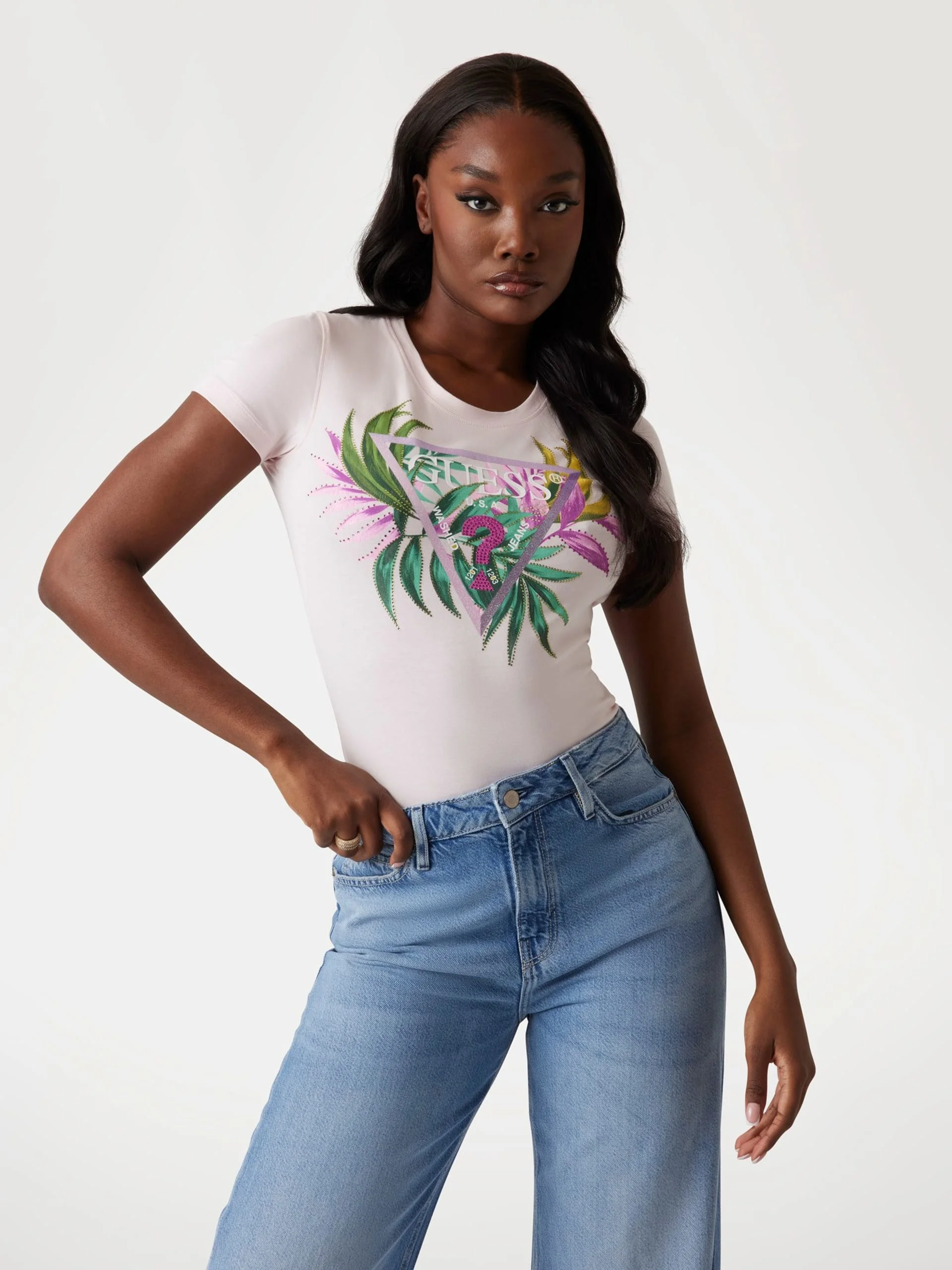 GUESS WOMAN Áo Thun Nữ - Cn Ss Leaf Triangle Tee