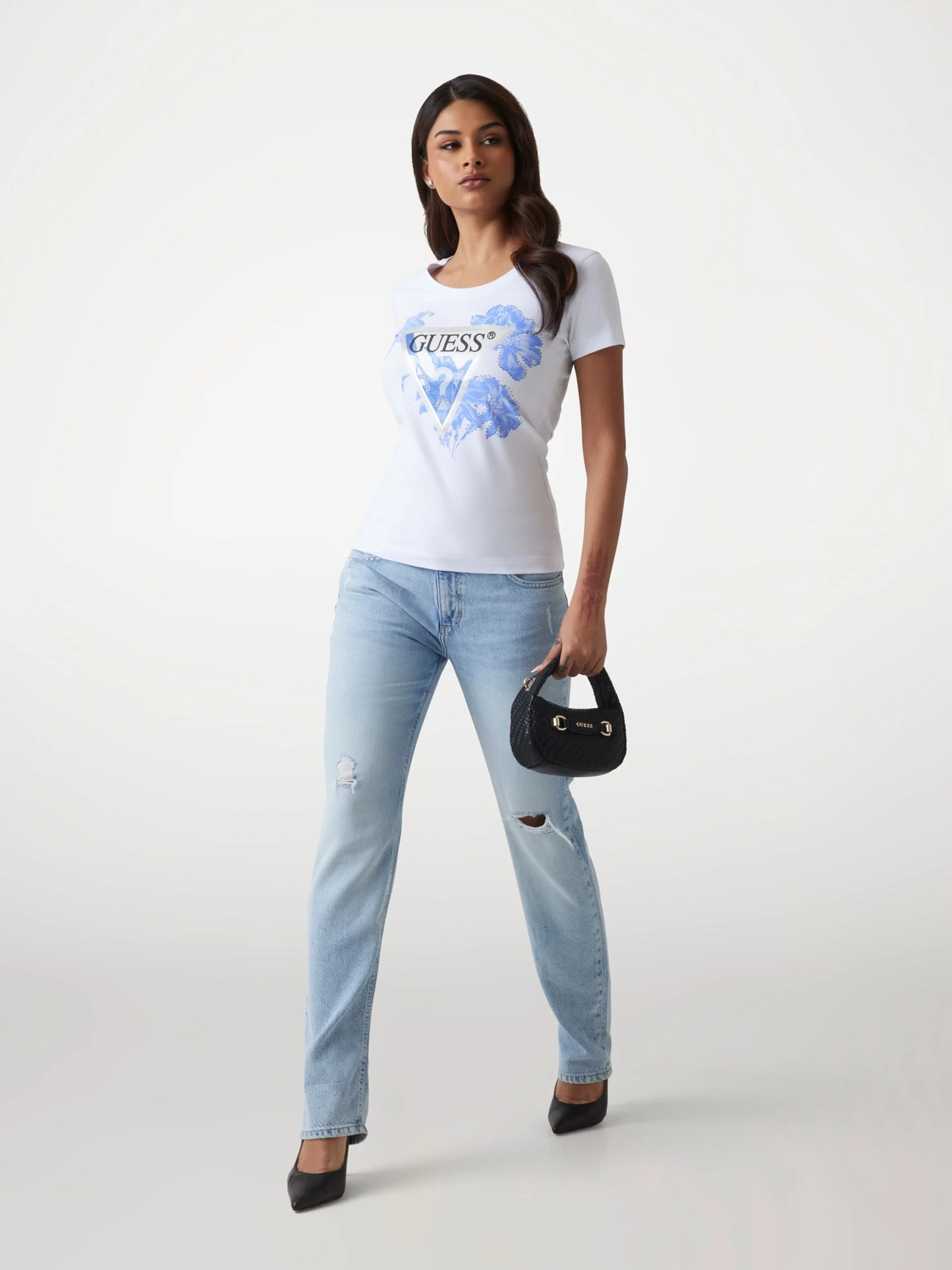 GUESS WOMAN Áo Thun Nữ - Ss Cn Flower Triangle Tee