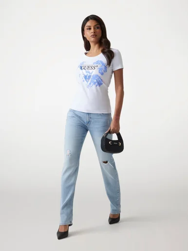 GUESS WOMAN Áo Thun Nữ - Ss Cn Flower Triangle Tee