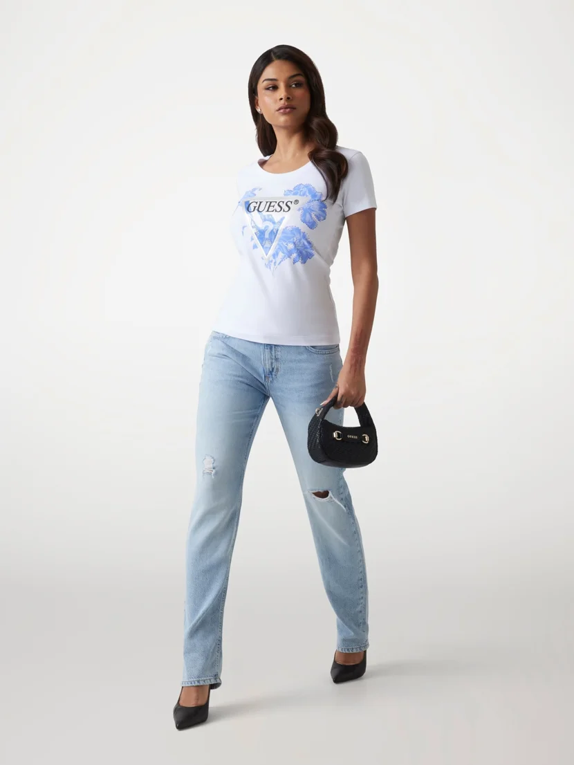 GUESS WOMAN Áo Thun Nữ - Ss Cn Flower Triangle Tee