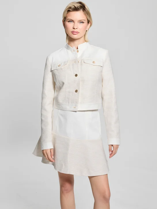 GUESS WOMAN Áo Khoác Nữ Elsie Tweed Mix Denim Jacket