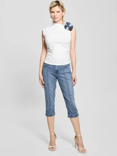 GUESS WOMAN Áo Thun Kiểu Nữ - Ariane 3D Embroidery Sl Top