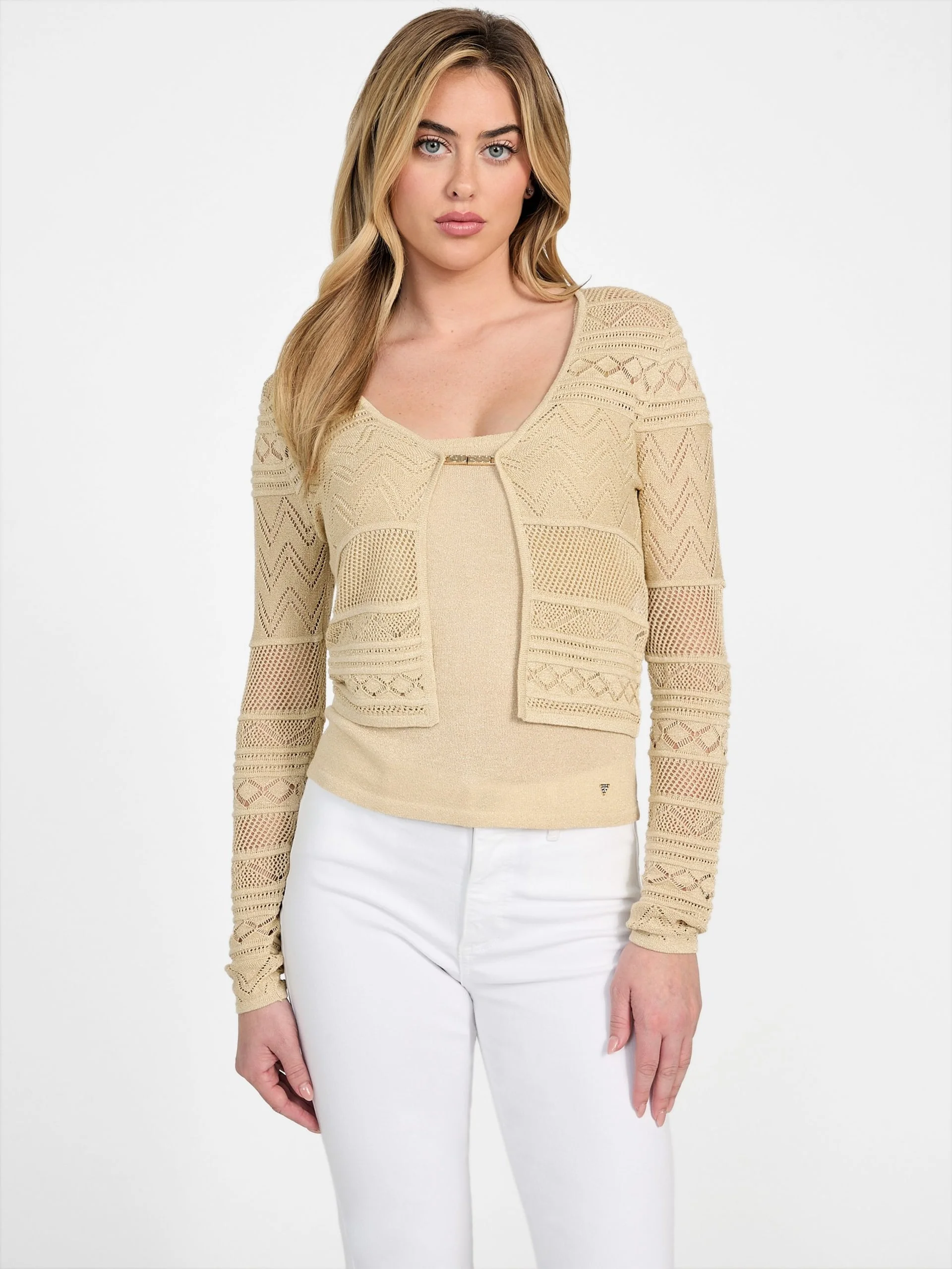 GUESS WOMAN Áo Len Nữ - Nellie Ls Cardi Swtr
