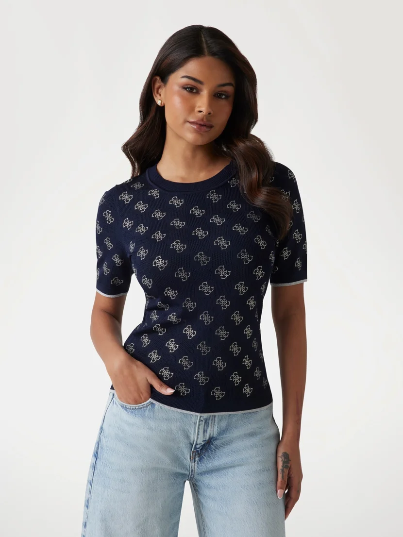GUESS WOMAN Áo Len Nữ - Rosie 4G Rn Ss Swtr