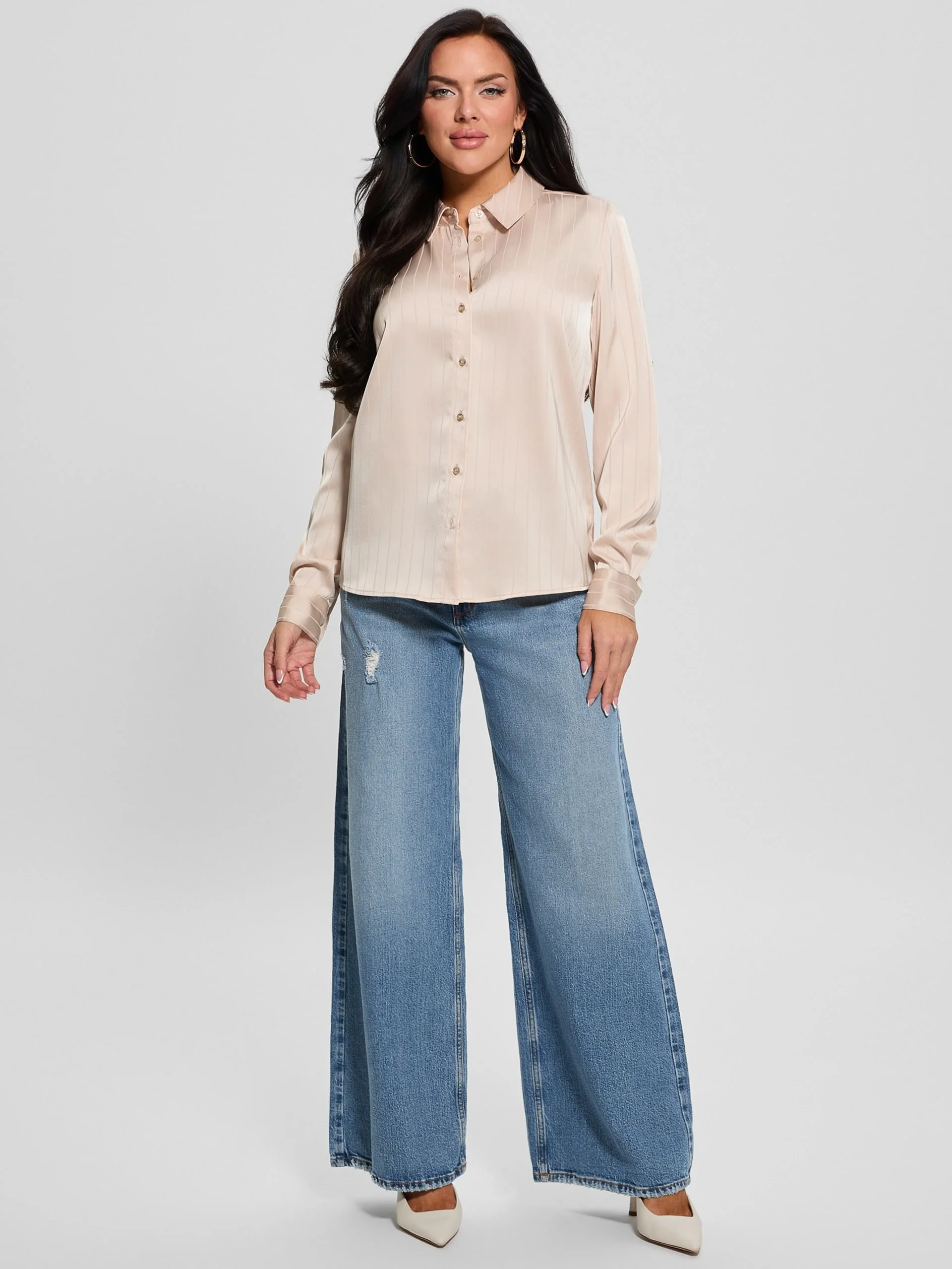 GUESS WOMAN Áo Sơ Mi Nữ - Aurelie Ls Logo Buttons Shirt