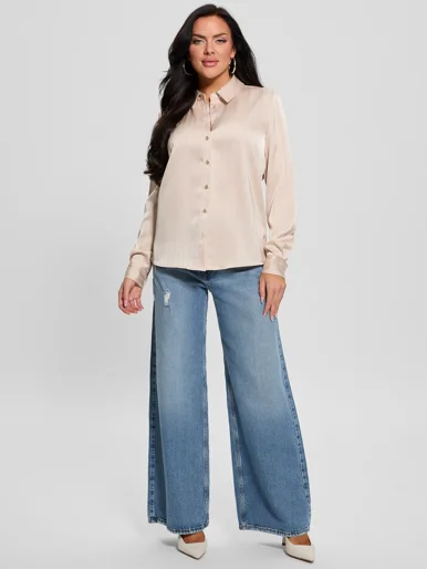 GUESS WOMAN Áo Sơ Mi Nữ - Aurelie Ls Logo Buttons Shirt