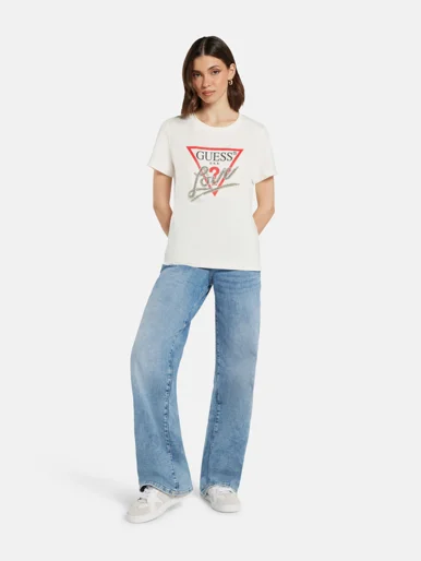 GUESS WOMAN Áo Thun Nữ Ss Cn Triangle Love Tee