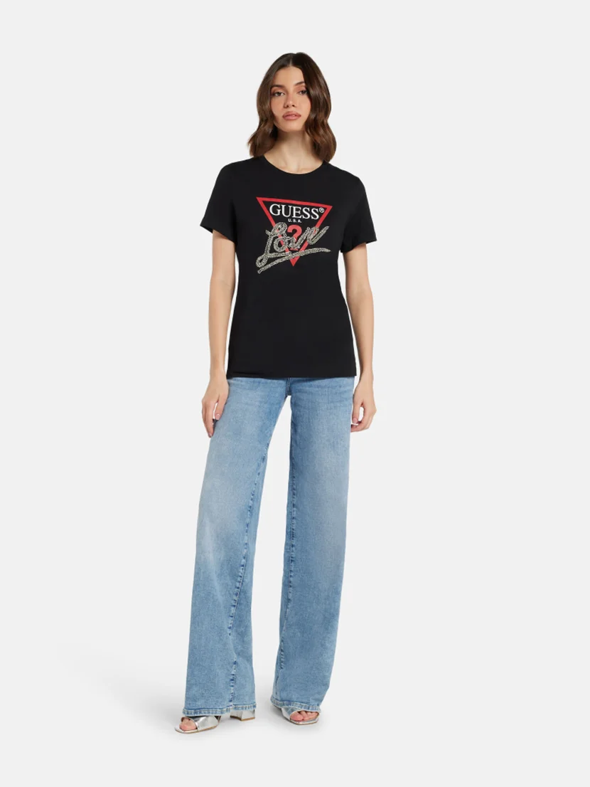 GUESS WOMAN Áo Thun Nữ Ss Cn Triangle Love Tee