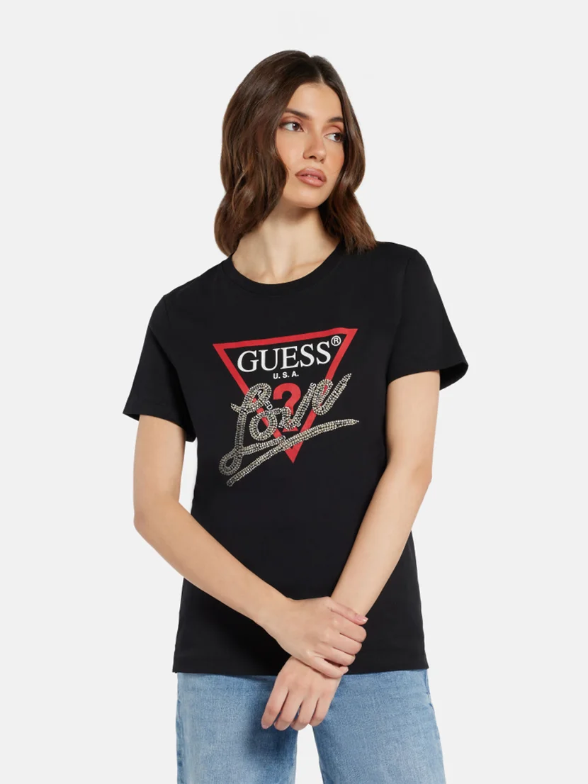 GUESS WOMAN Áo Thun Nữ Ss Cn Triangle Love Tee