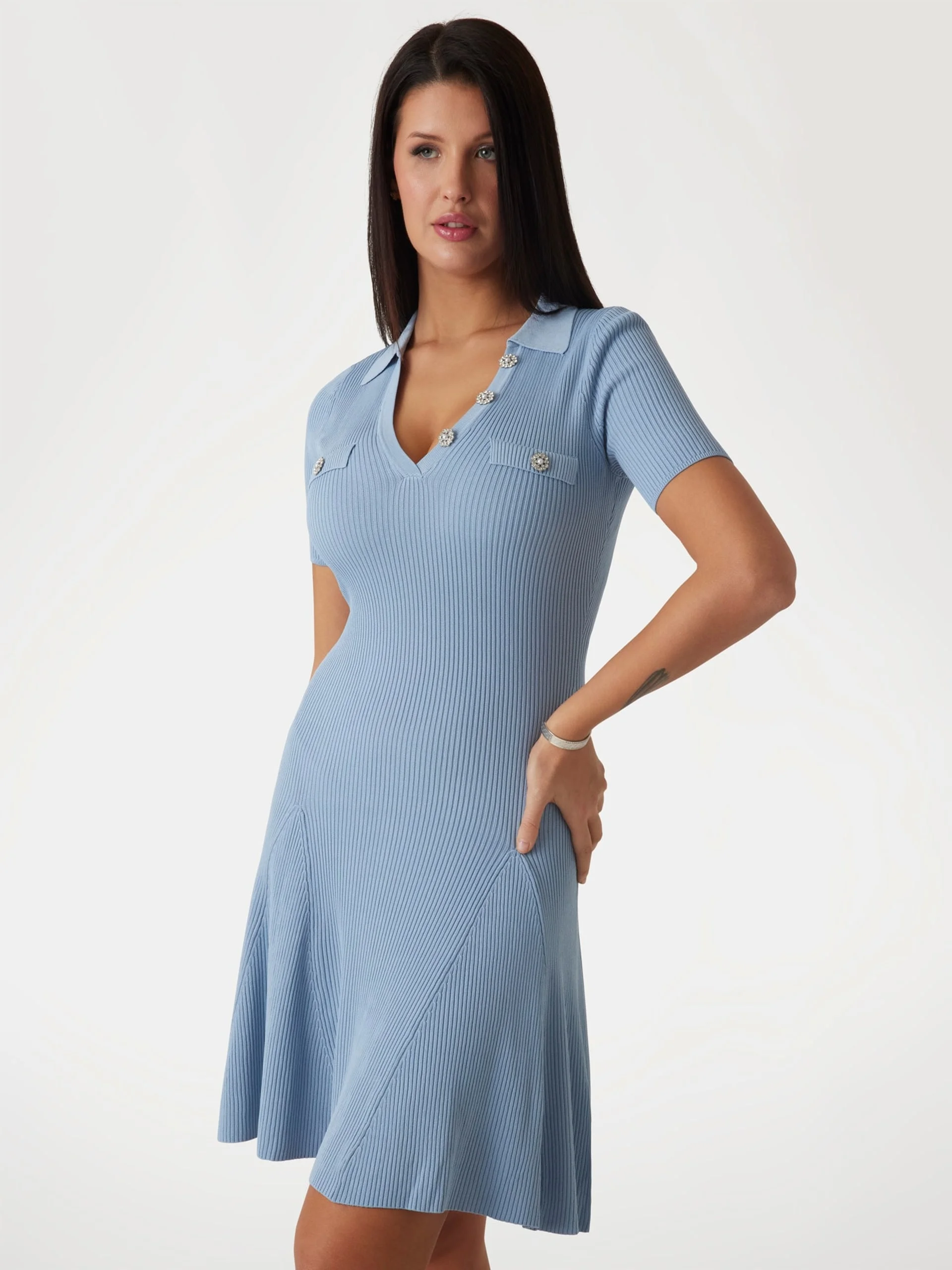 GUESS WOMAN Đầm Nữ Paula Ss Polo Neck Dress Swtr