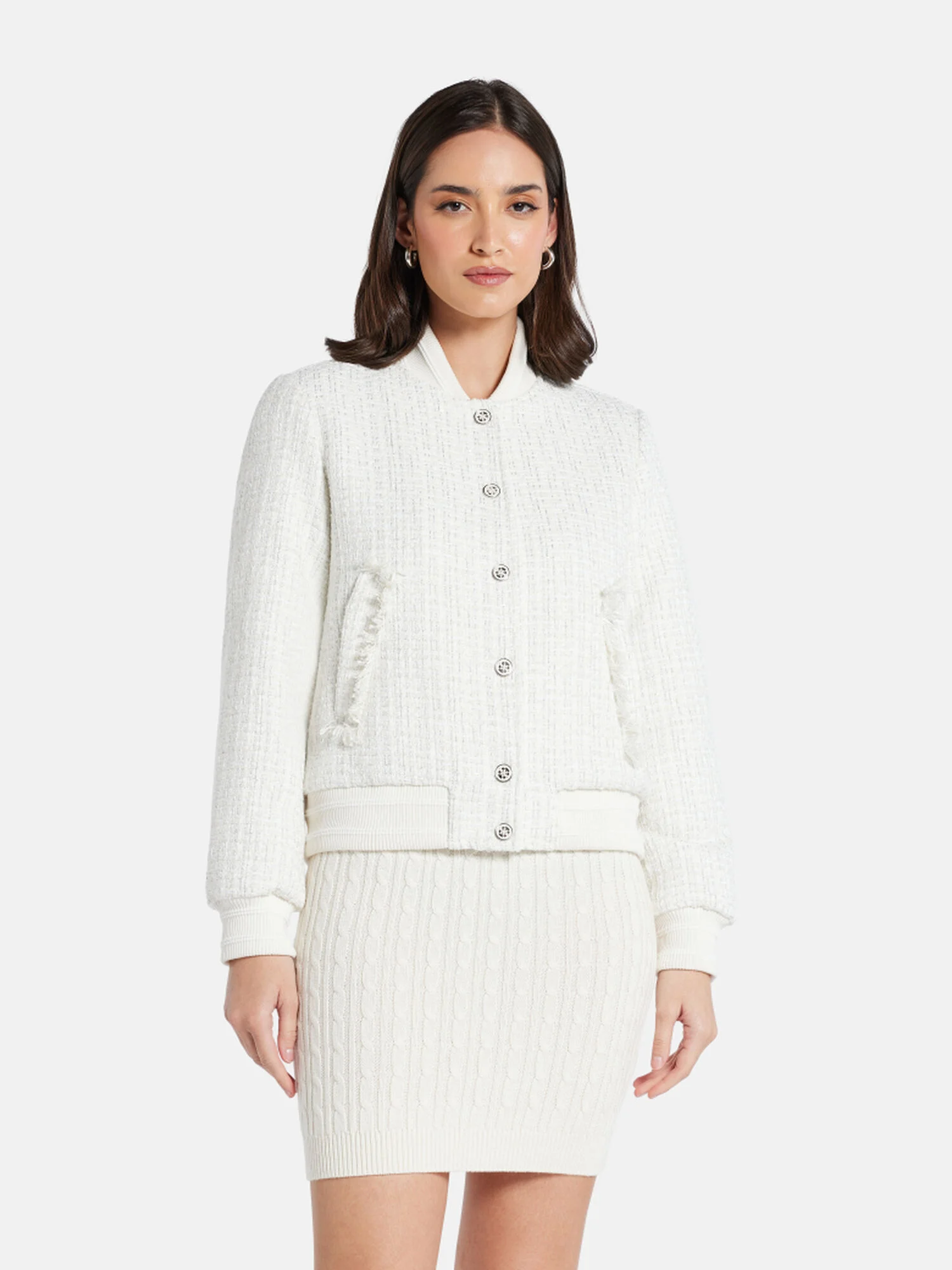 GUESS WOMAN Áo Khoác Nữ New Gloria Tweed Bomber